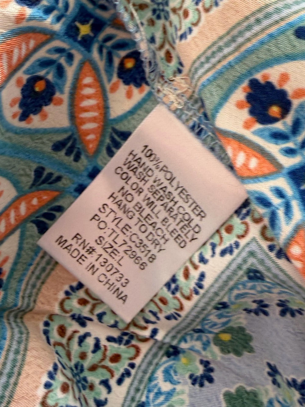 Umgee USA Wide Leg Palazzo Pants L Blue Boho Medallion Tile Print Coastal Flowy - Picture 13 of 14
